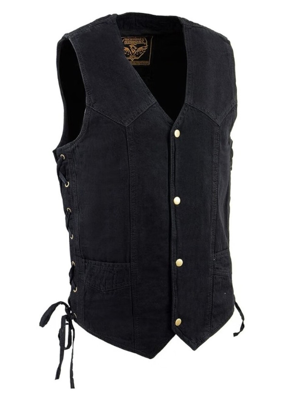 Milwaukee Motorcycle Co. Classic Black Denim Vest w/ Side Laces (Size 3XL)
